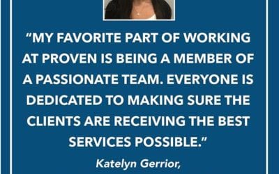 Employee testimonial time! Katelyn Gerrior is one of our amazing Registered Behavior Technicians. She works both in our clinical center and in the home and has worked for Proven for about a year and a half. We are lucky to have Katelyn on our team!